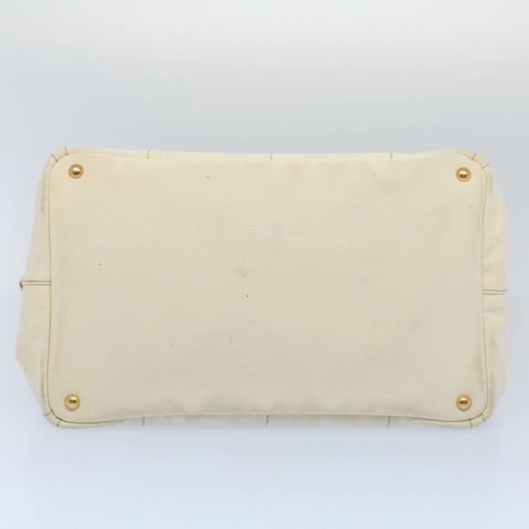 PRADA Canapa MM Hand Bag Canvas White Auth bs8562 - Picture 5 of 16